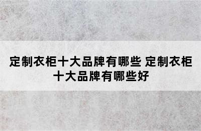 定制衣柜十大品牌有哪些 定制衣柜十大品牌有哪些好